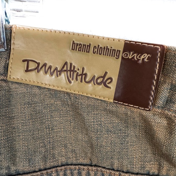 DNM Attitude Denim Jeans Y2K Wide leg Skater Distressed Brown Mens Size 48X33 - Picture 5 of 10